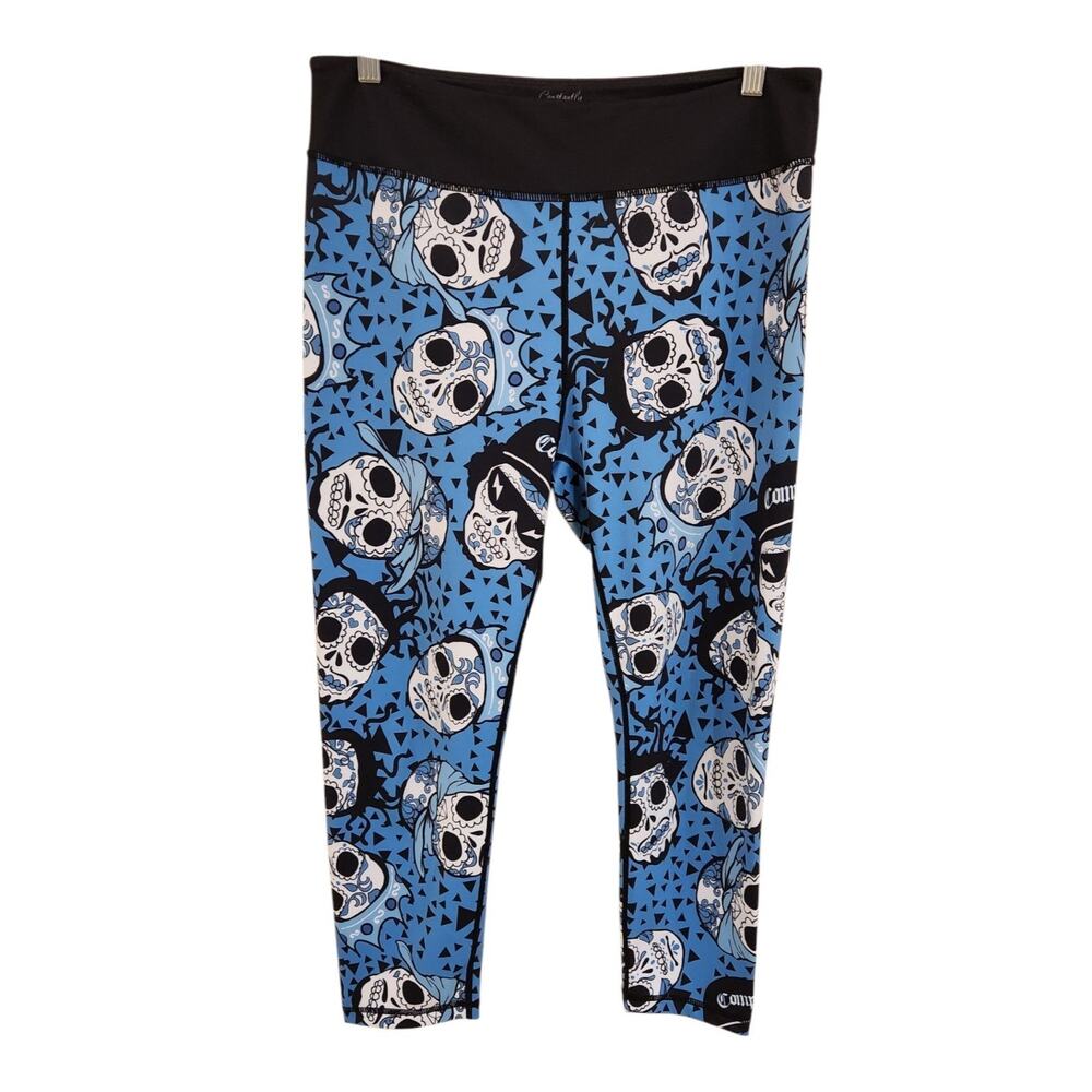 Constantly Varied Gear CVG Capri Leggings Size XL Compton Skull Blue Activewear